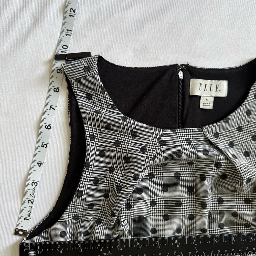 Elle Gray Polka Dot Fit & Flare Dress - Size 8 (No Belt) Vintage Inspired 1950s - Picture 8 of 11